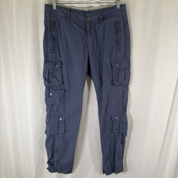 Athleta Cargo Pants Women's 4P Blue Snap Zip Pockets Lightweight Low Rise - Picture 1 of 16